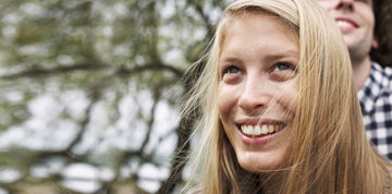 Blonde woman smiling