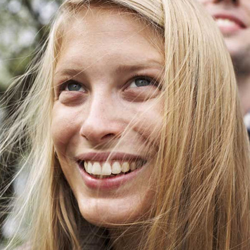 Blonde woman smiling
