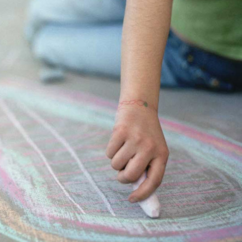 Hand drawing with chalk